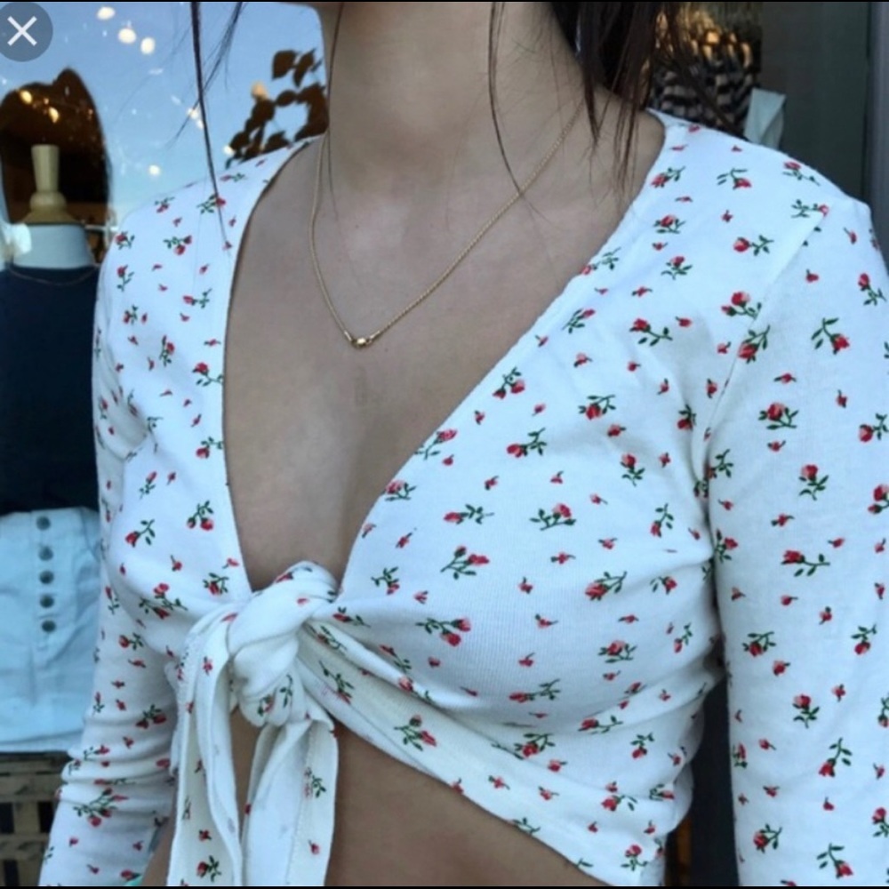 Brandy Melville coco floral wrap long sleeve top